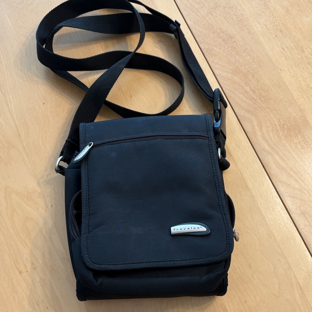 Travelon Compact Black Organizer Crossbody Bag
